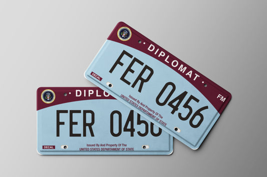 Prop License Plate United States Diplomat 30x15cm