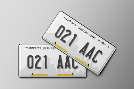 Prop License Plate Vehicular Transport MX White Black 30x15cm