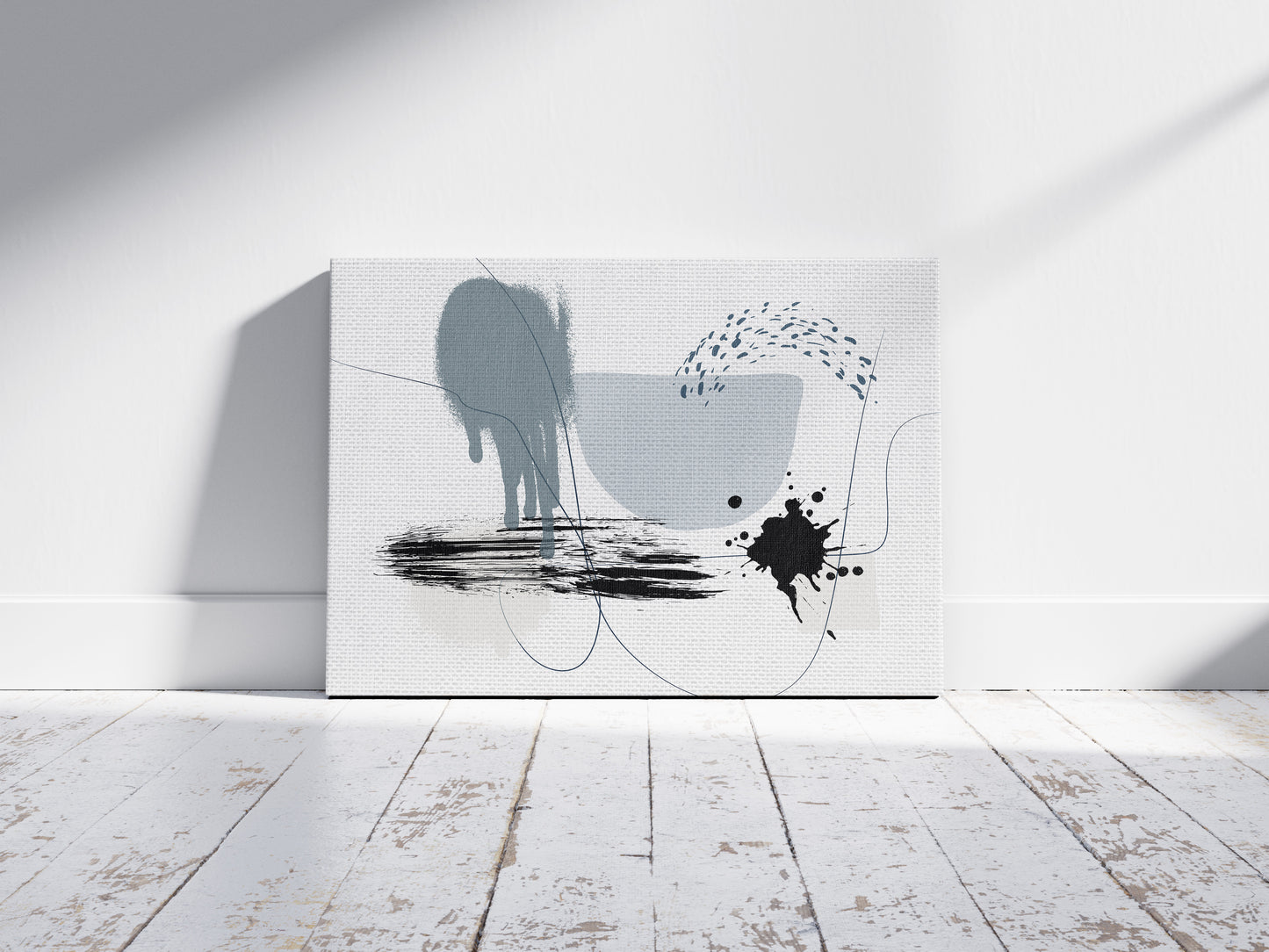 Print Abstract Brushstroke Grey & Black 80x60cm