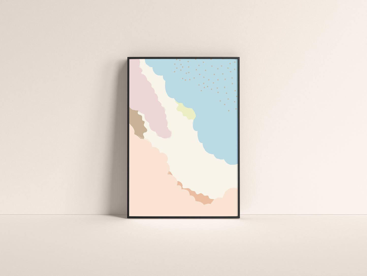 Print Abstract Clouds Pastel Colours Illustration 60x90cm