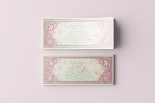 Prop Banknotes Five Dollars ArtNouveau 14.6x6.2cm