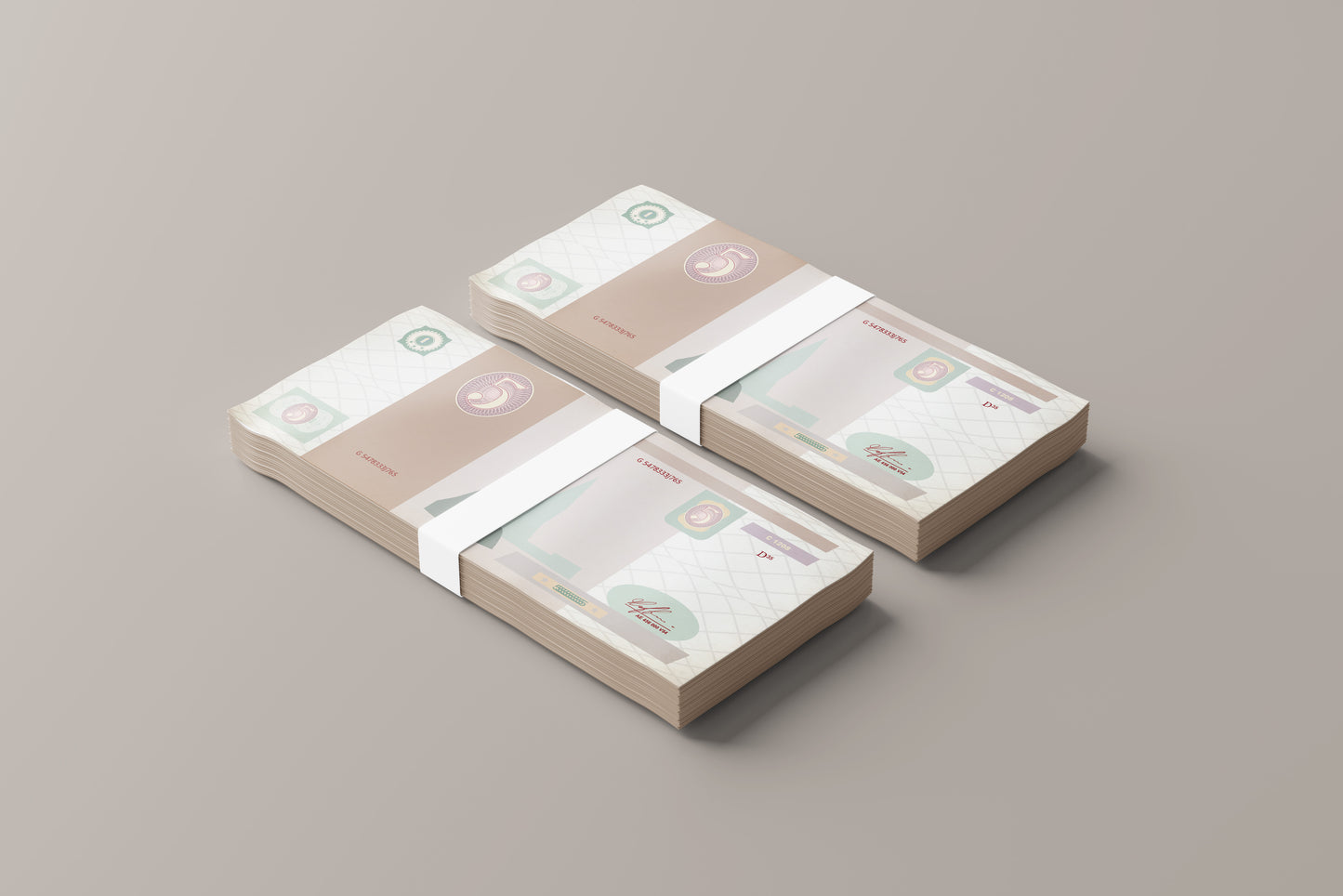 Prop Banknotes Bill Of Five Brown 14.6x6.2cm