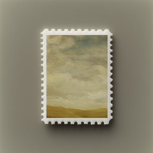 Print Nature Landscape Clouds Vintage Paint 32x52cm