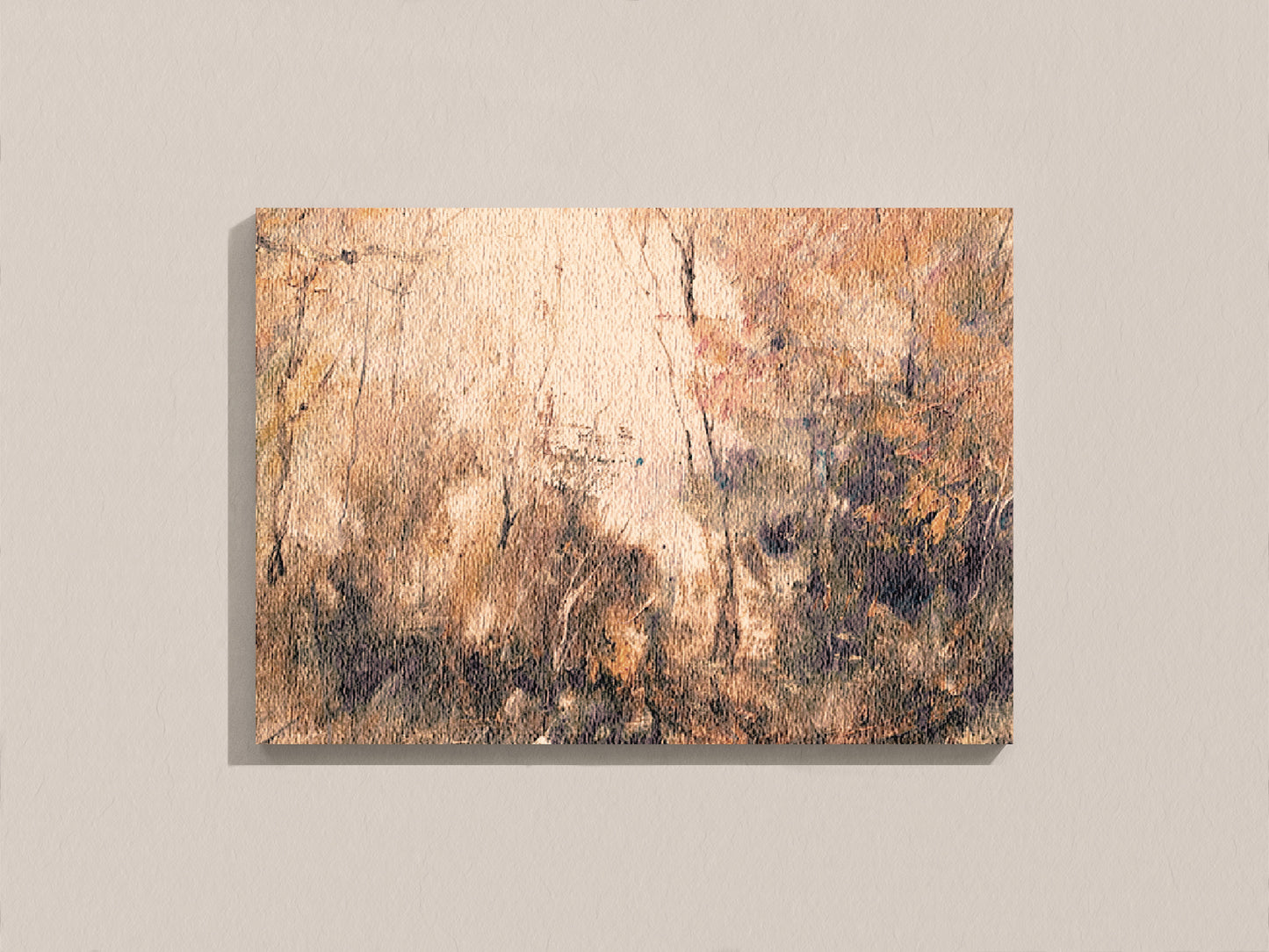 Print Nature Landscape Forest Trunk Orange Vintage Paint 35x35cm