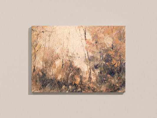 Print Nature Landscape Forest Trunk Orange Vintage Paint 35x35cm