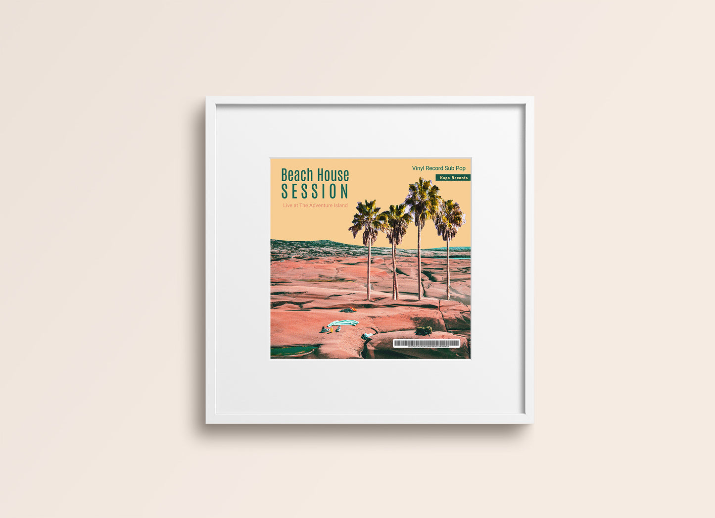 Print Vinyl Record Beach Palm House 32x32cm