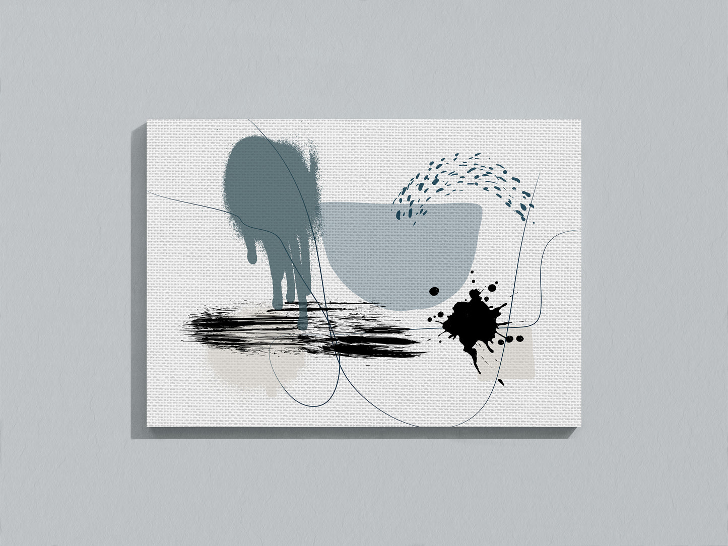 Print Abstract Brushstroke Grey & Black 80x60cm