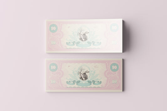 Prop Banknotes Ten Dollar Rabbit Art Nouveau 14.6x6.2cm