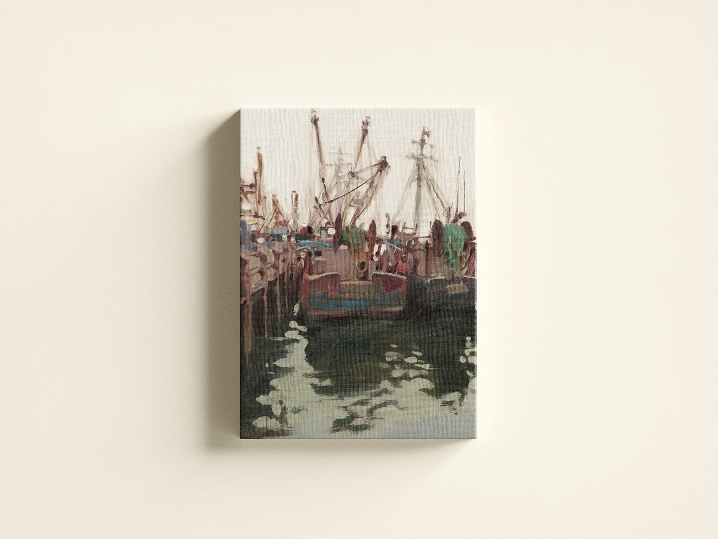 Print Boat Fishing Pier Vintage Paint 50x70cm