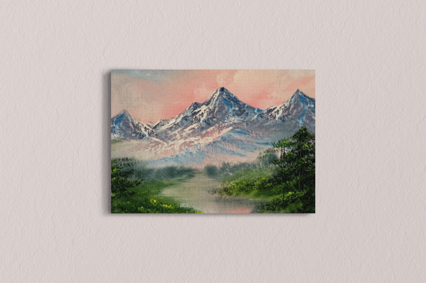 Print Nature Landscape Snowy Mountain Sunset Paint 82x52cm