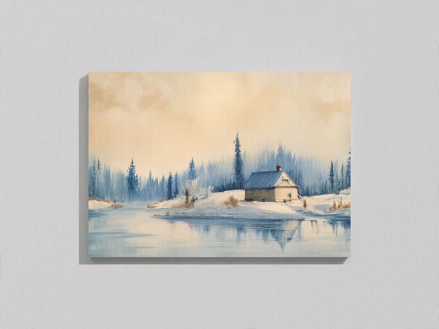 Print Nature Snowy Landscape Shell Paint 80x38cm