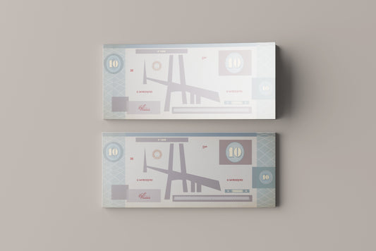 Prop Banknotes Bill Of Ten Architectural 14.6x6.2cm