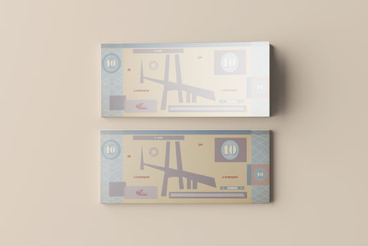 Prop Banknotes Bill Of Ten Architectural Yellow 14.6x6.2cm