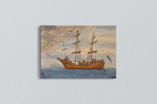 Print Boat Tall Ship At Sea Paint 100x70cm