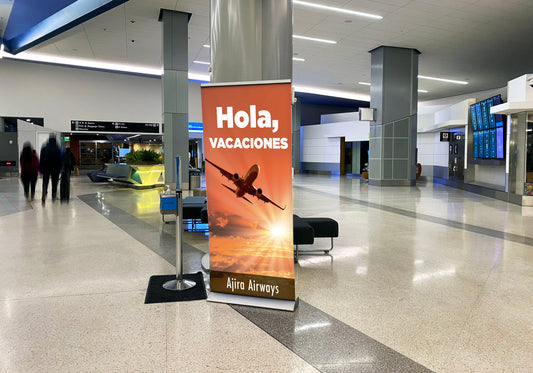 Sign Airport Advertisement Hello Holidays 60x110cm
