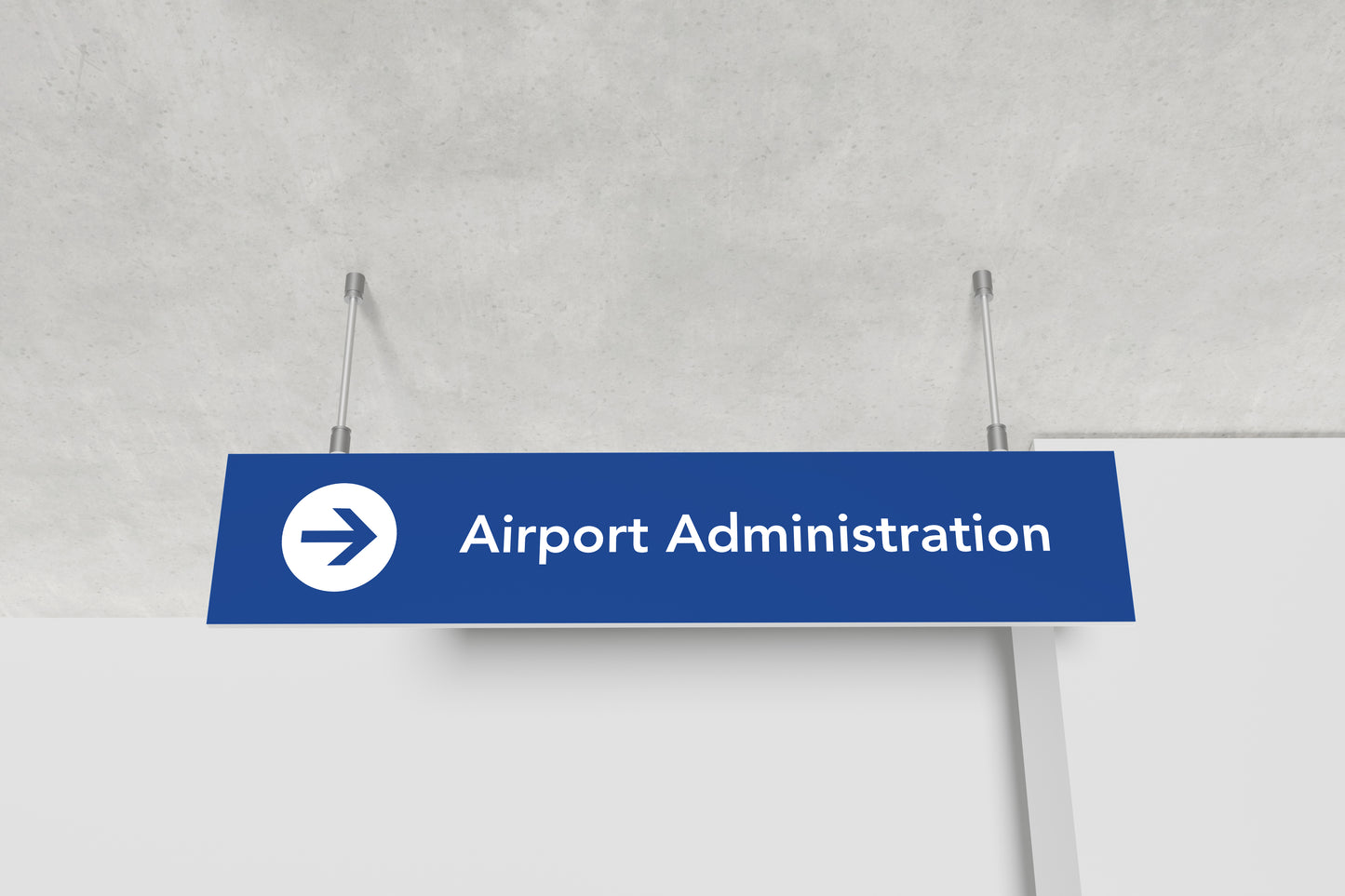 Signage Airport Administration Blue 150x30cm