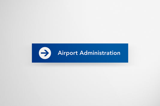 Signage Airport Administration Blue 150x30cm