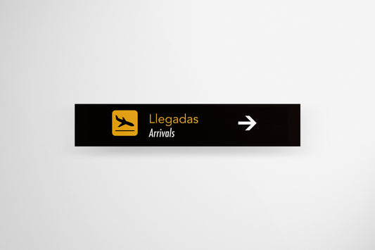 Signage Airport Arrivals Black Sign 159x30cm