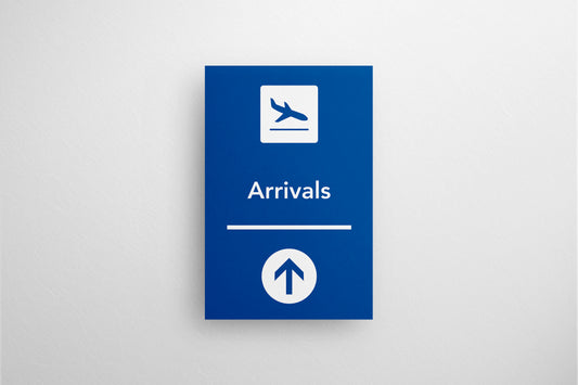 Signage Airport Arrivals Blue 40x60.5cm
