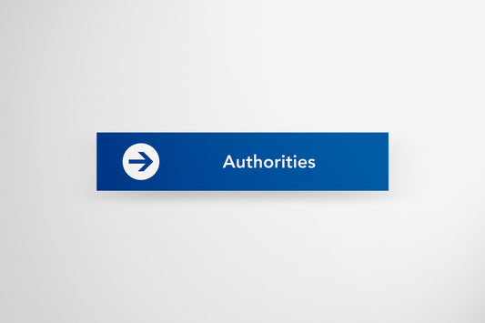 Signage Airport Authorities Blue 150x30cm