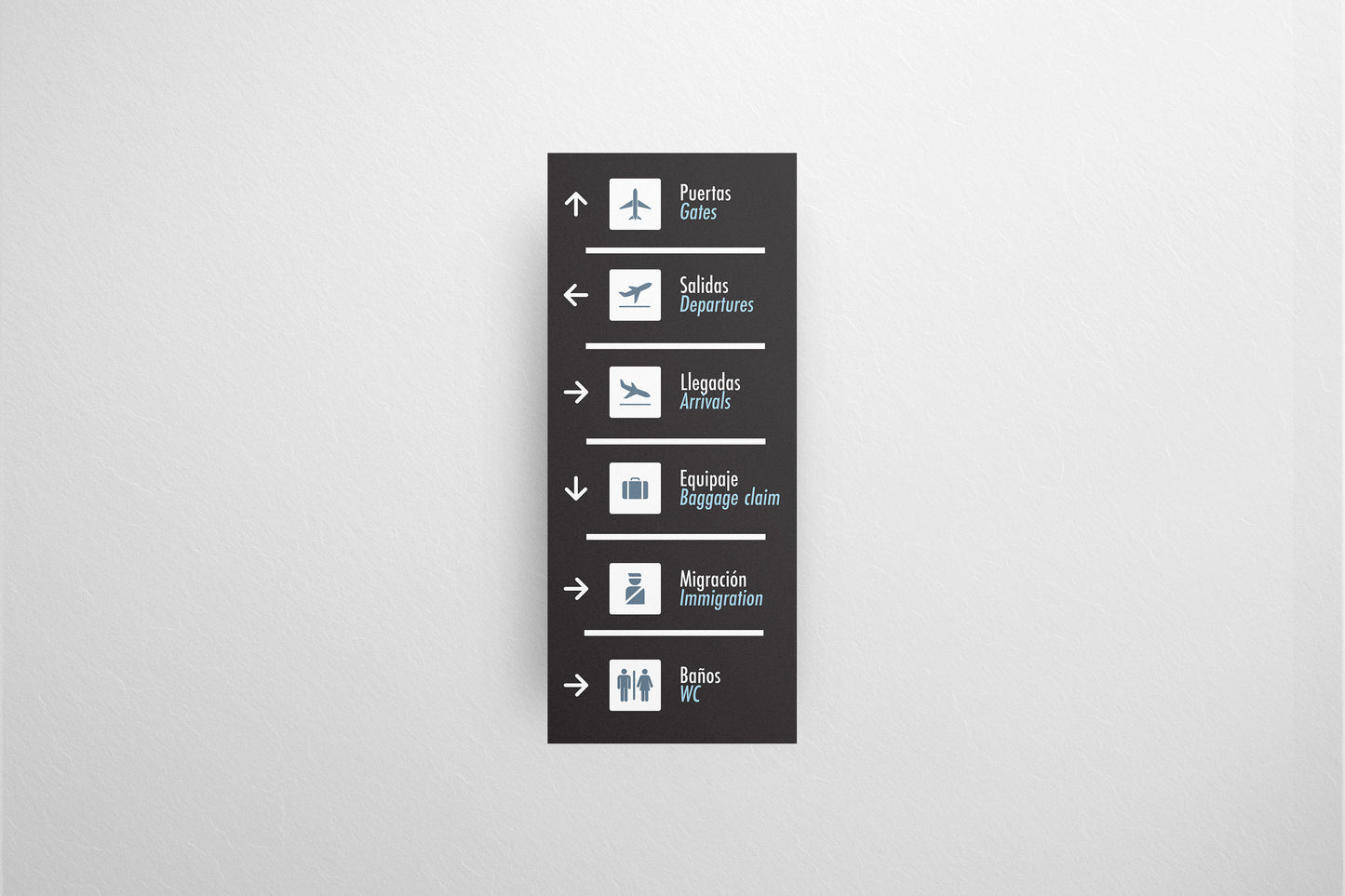 Signage Airport Wayfinding Black 75x178cm