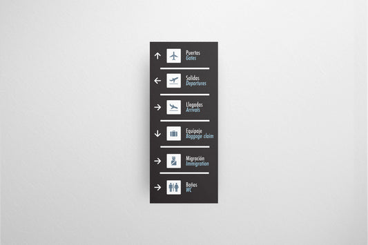 Signage Airport Wayfinding Black 75x178cm