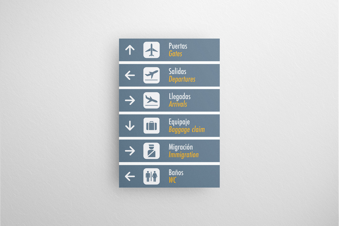 Signage Airport Wayfinding Banner Blue 67.5x100cm