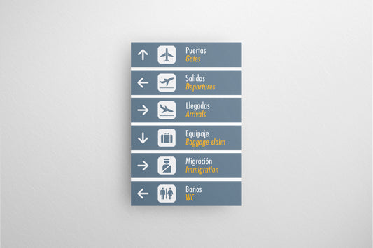 Signage Airport Wayfinding Banner Blue 67.5x100cm