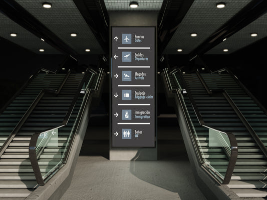 Signage Airport Wayfinding Grey 75x178cm