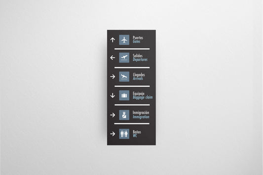 Signage Airport Wayfinding Grey 75x178cm