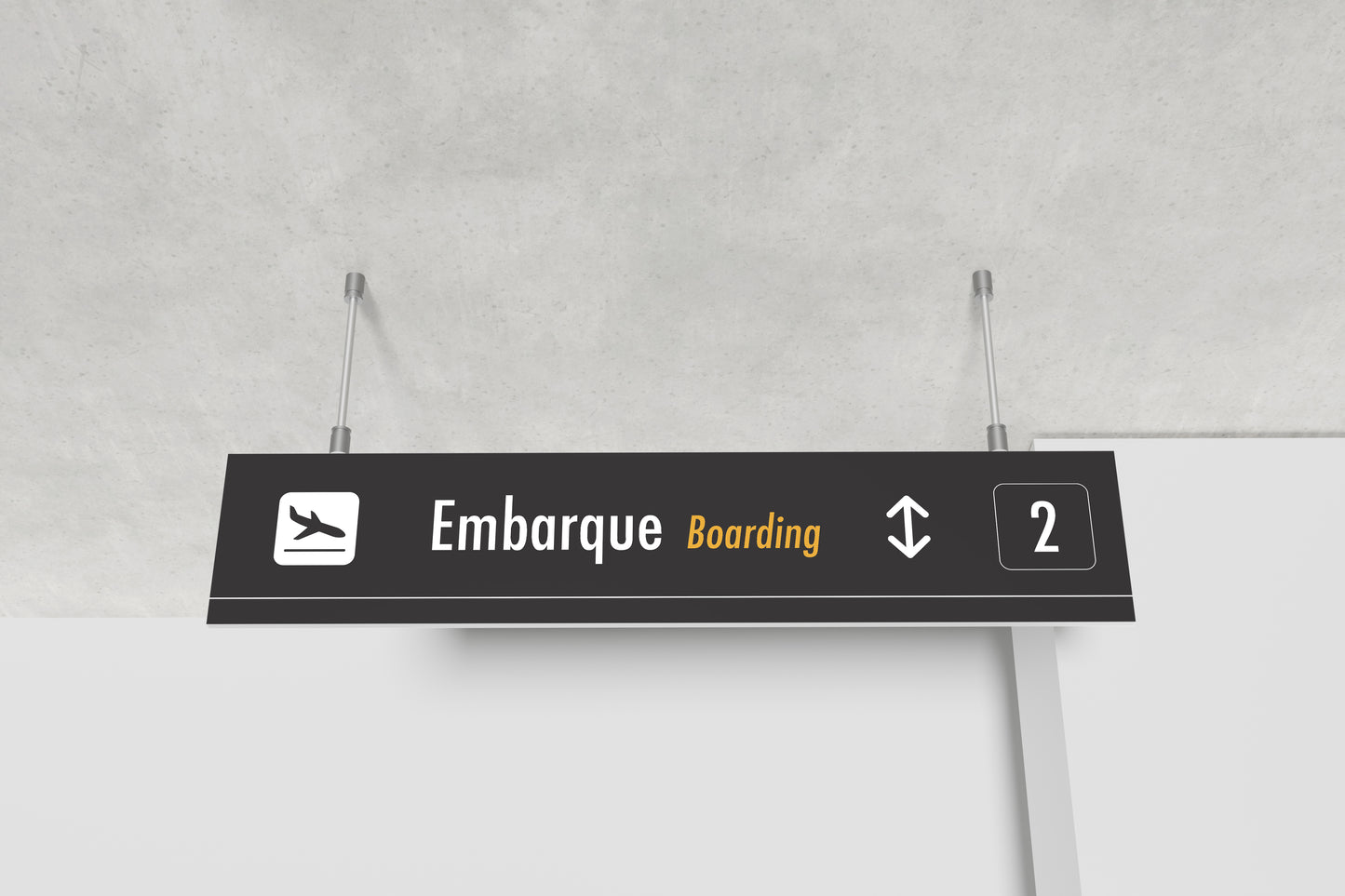 Signage Airport Boarding Grey 200x40cm