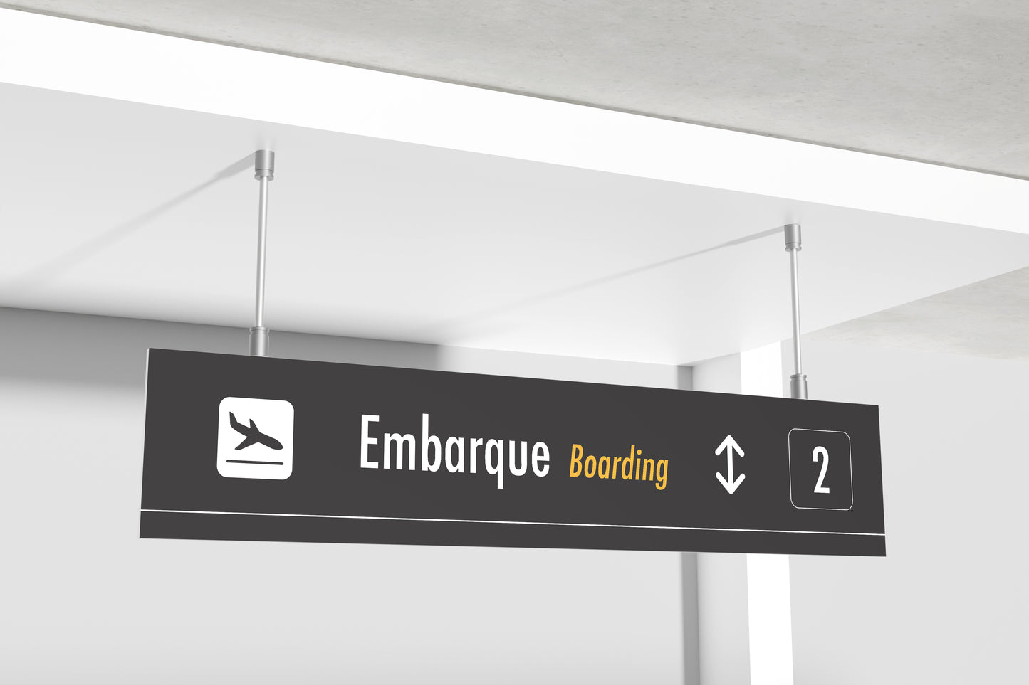 Signage Airport Boarding Grey 200x40cm