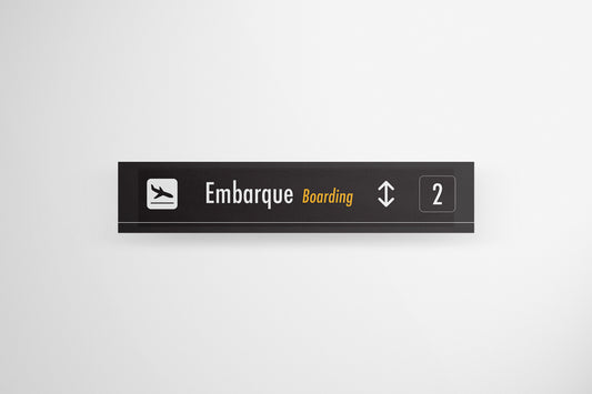 Signage Airport Boarding Grey 200x40cm