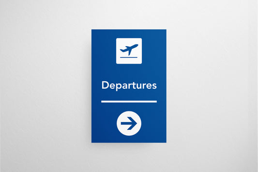 Signage Airport Departures Blue 40x60.5cm