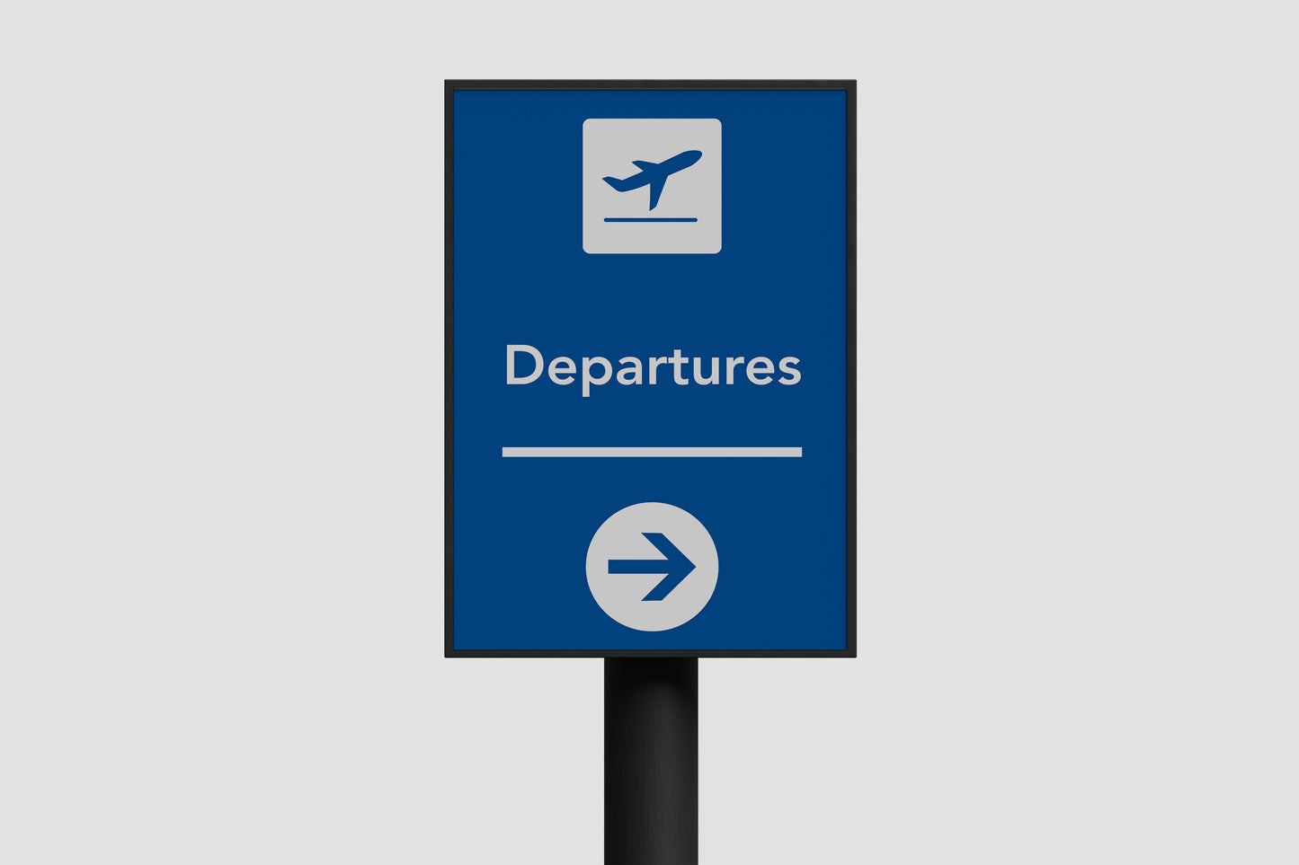 Signage Airport Departures Blue 40x60.5cm