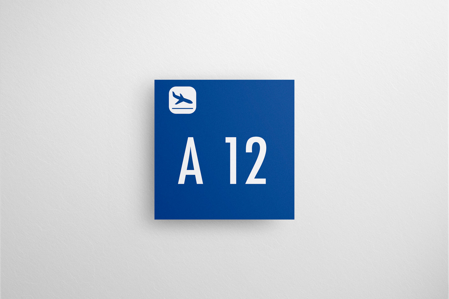 Signage Airport Gate A12 Blue 40x40cm