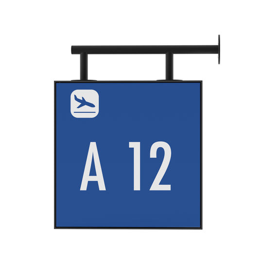 Signage Airport Gate A12 Blue 40x40cm