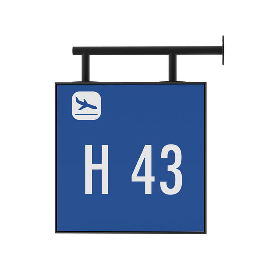 Signage Airport Gate H43 Blue 40x40cm