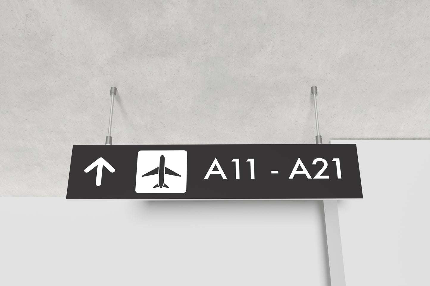 Signage Airport Gates Arrivals Black 180x40cm