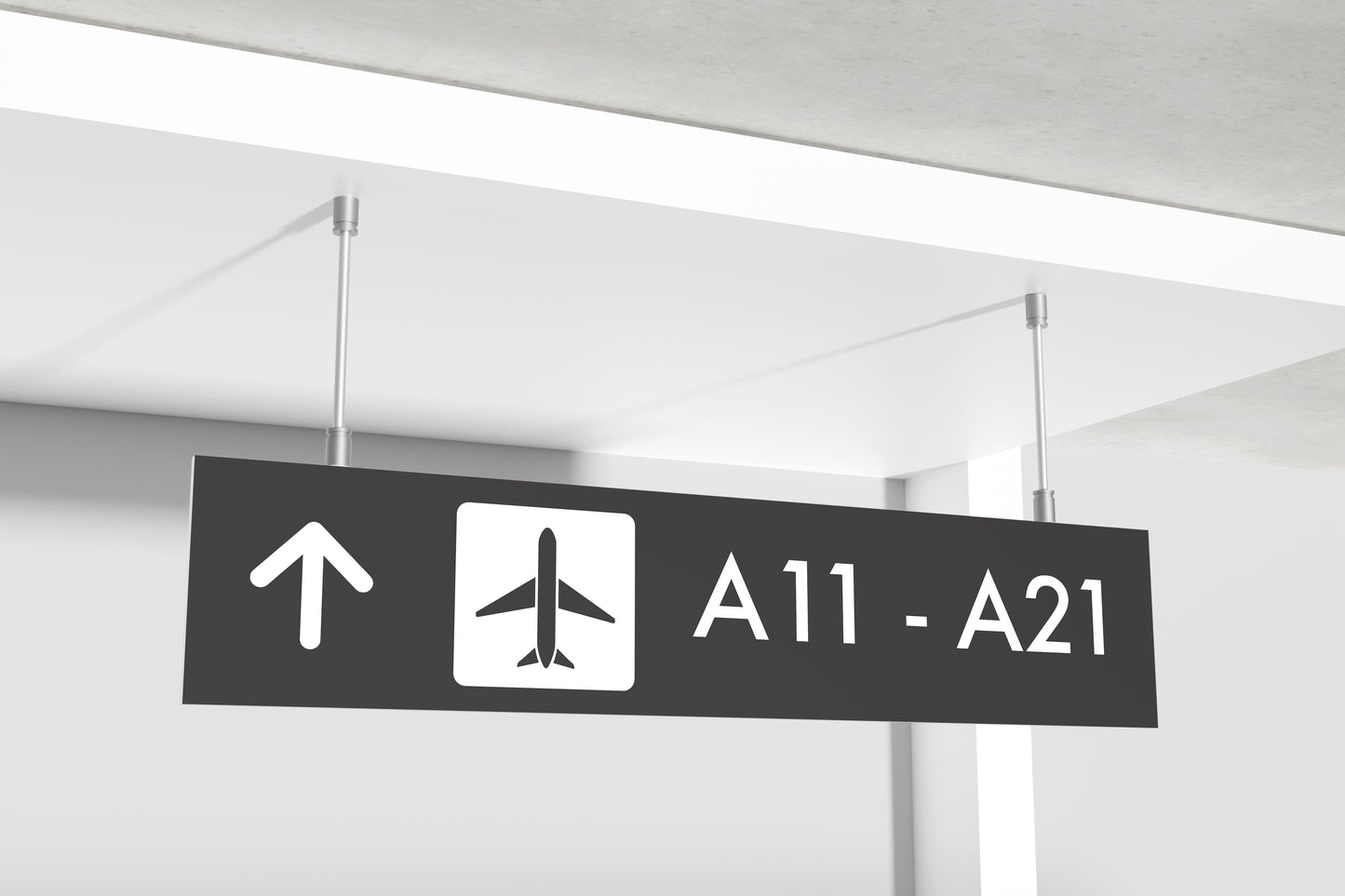 Signage Airport Gates Arrivals Black 180x40cm