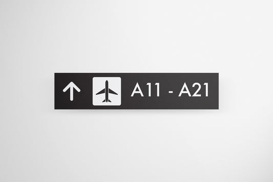 Signage Airport Gates Arrivals Black 180x40cm