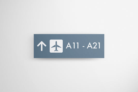 Signage Airport Gates Arrivals Blue 117.3x40cm