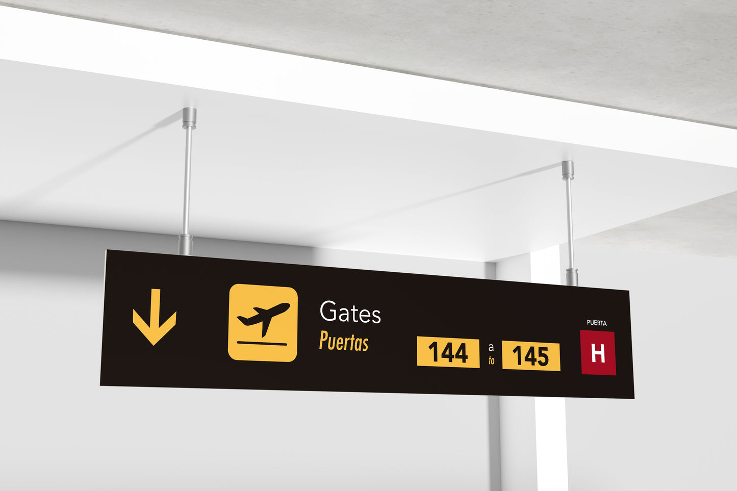 Signage Airport Gates Black 159x30cm