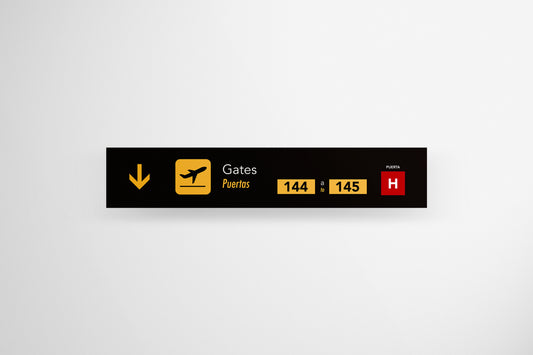 Signage Airport Gates Black 159x30cm