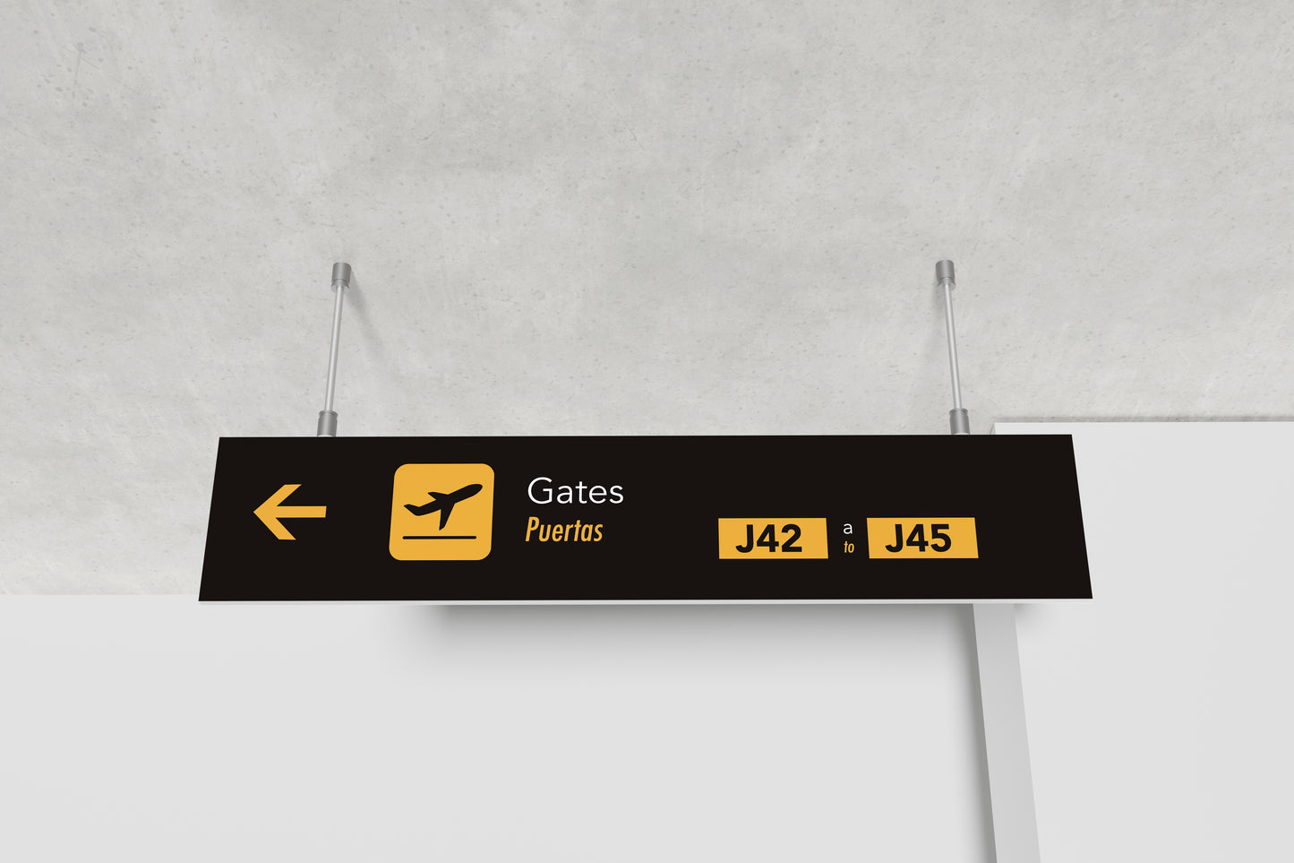 Signage Airport Gates J42 J45 Black 159x30cm