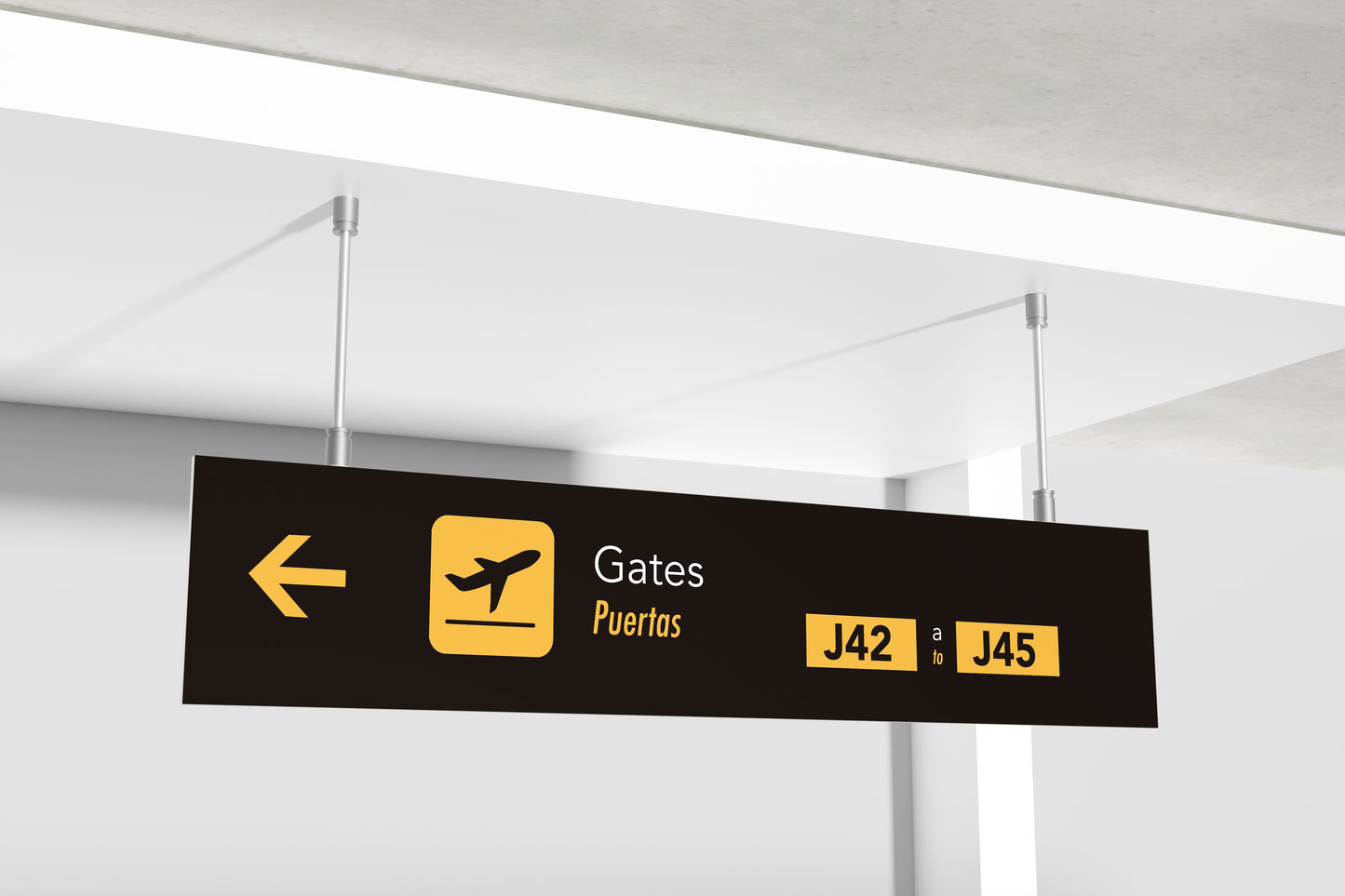 Signage Airport Gates J42 J45 Black 159x30cm