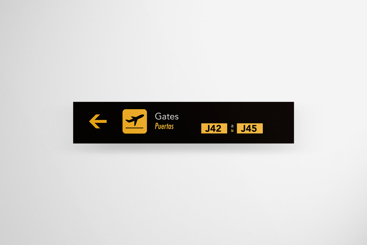 Signage Airport Gates J42 J45 Black 159x30cm