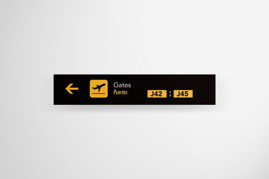 Signage Airport Gates J42 J45 Black 159x30cm