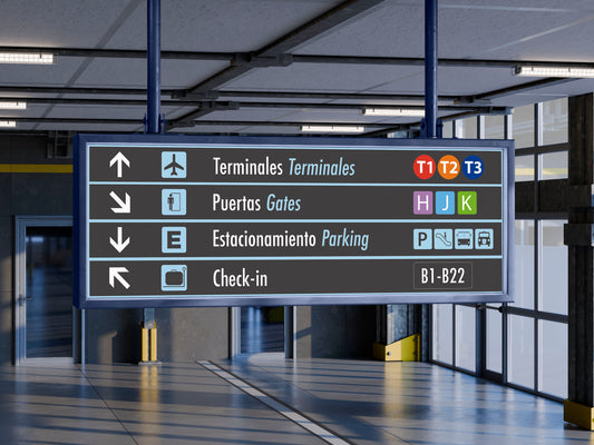 Signage Airport Directions Grey 240x80cm