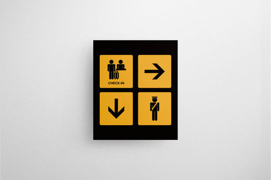 Signage Airport Icons Check-In Black 135x160cm